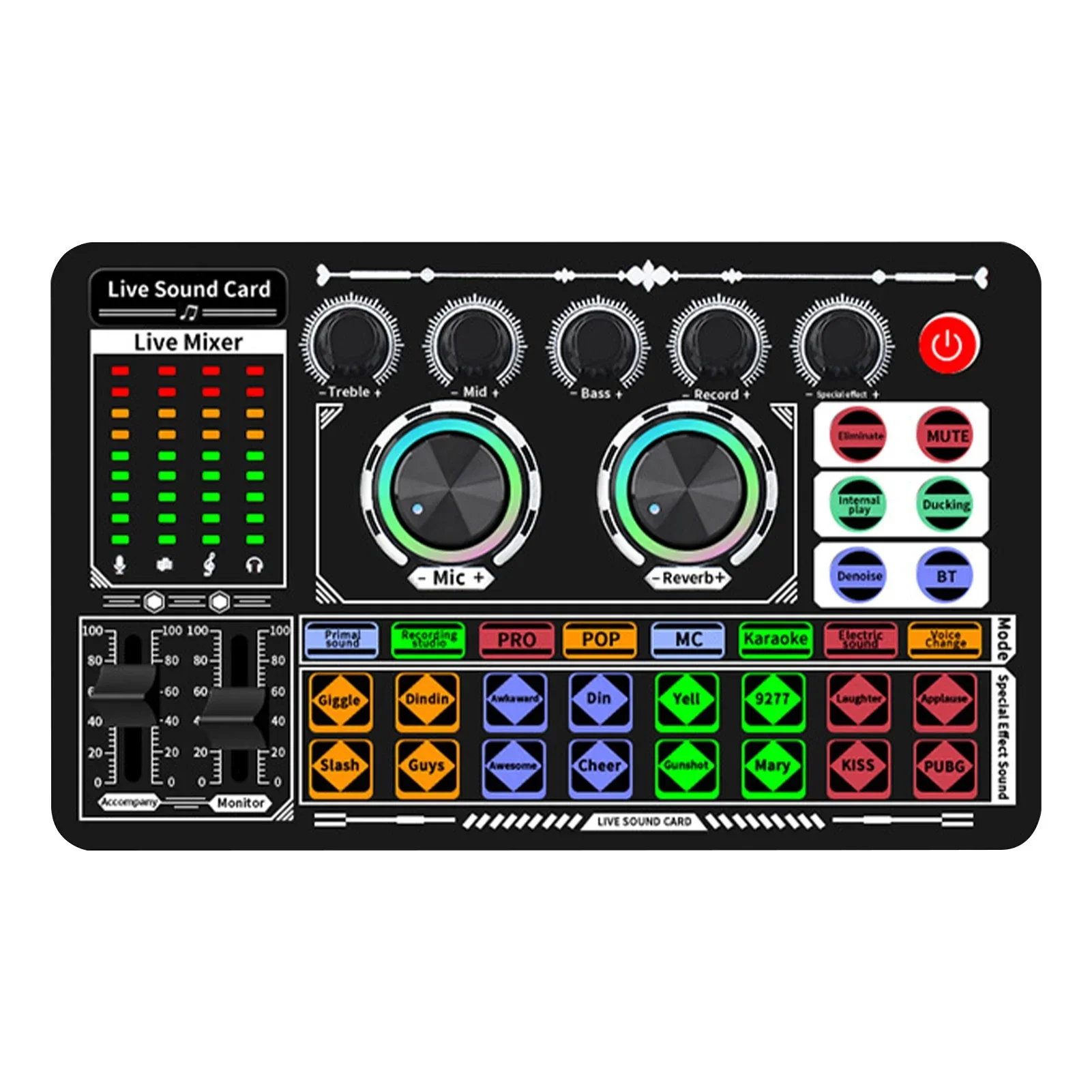 Audio Music Voice Changer - USB аудиомикшер, живая звуковая карта, потоковая